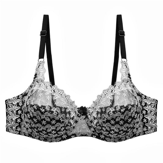 Women's Thin Padded Cup Sexy Lace Embroidery Large Bras