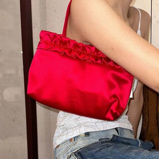 Women's Red Bridal Niche Handmade Satin Vintage Crossbody Bags
