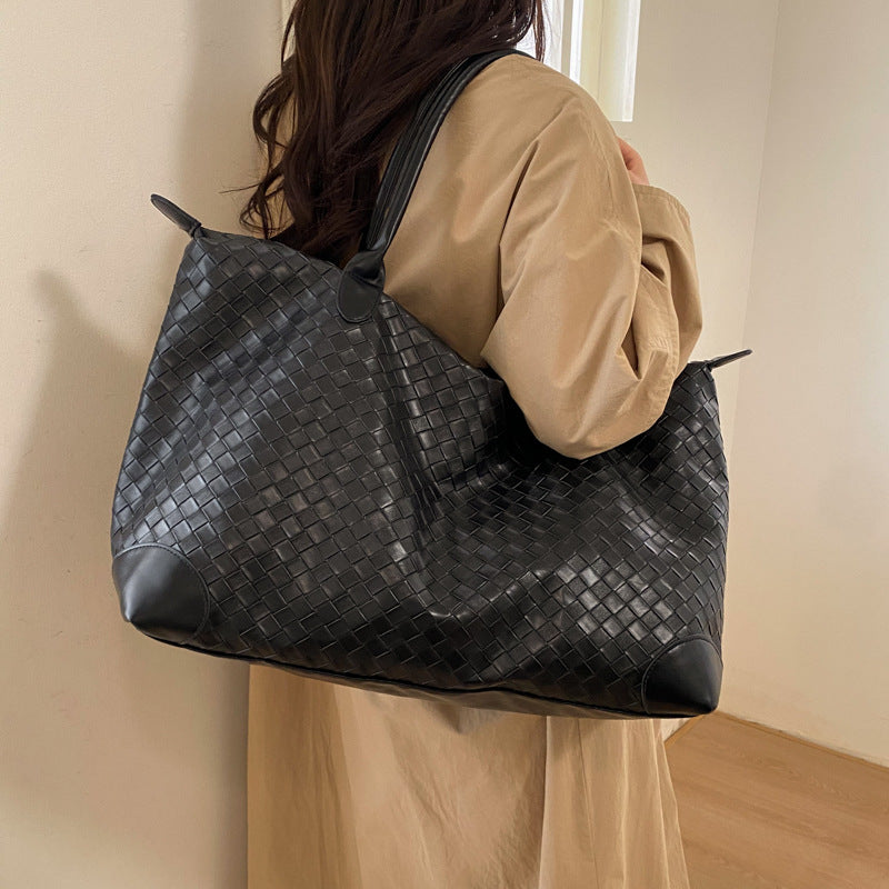 Women's Woven Large Capacity Simple Portable Short Tote Bags