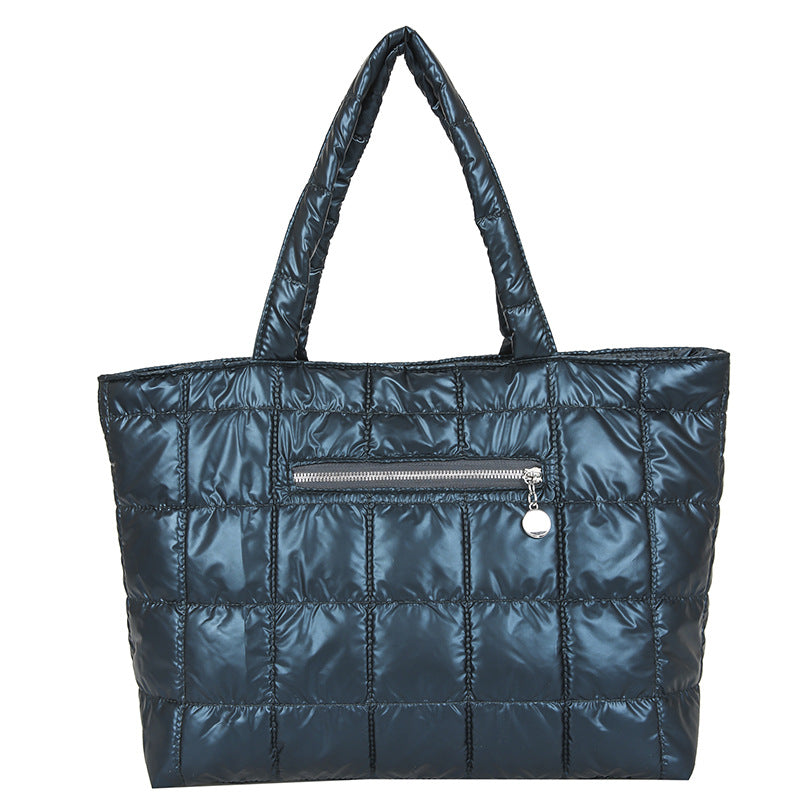 Korean Down Fashion Diamond Embroidery Thread Winter Cotton Women's Shoulder Bag