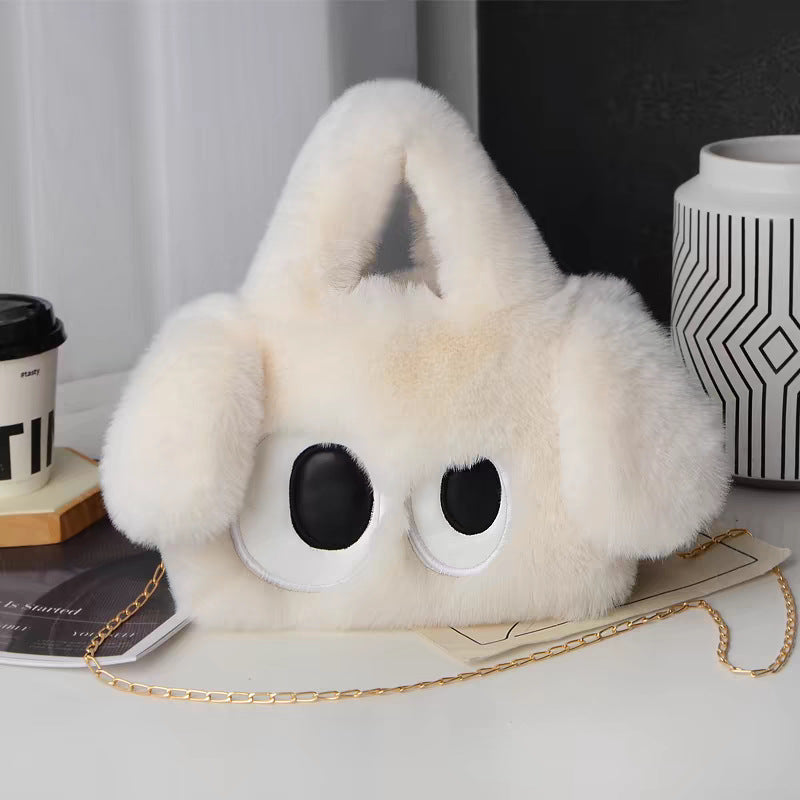 Women's Big Eye Dog Plush Cute Cartoon Portable Large Small Square Bags