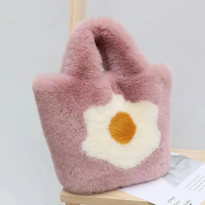 Women's Egg Portable Plush Leisure Large Capacity Bags