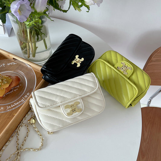 Texture Female Lucky Beads Diamond Style Chain Crossbody Bags