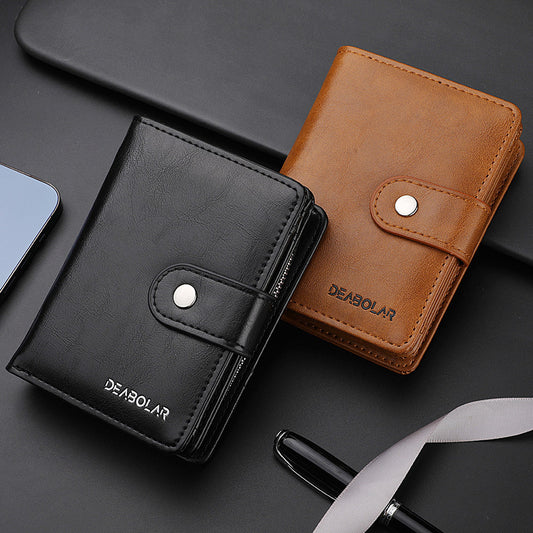 Men's Man's Short Leather Retro Vertical Design Men's Wallets
