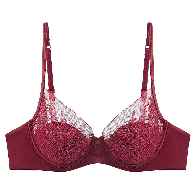 Women's French Style Thin Embroidery Lace Big Chest Show Lingerie Sets