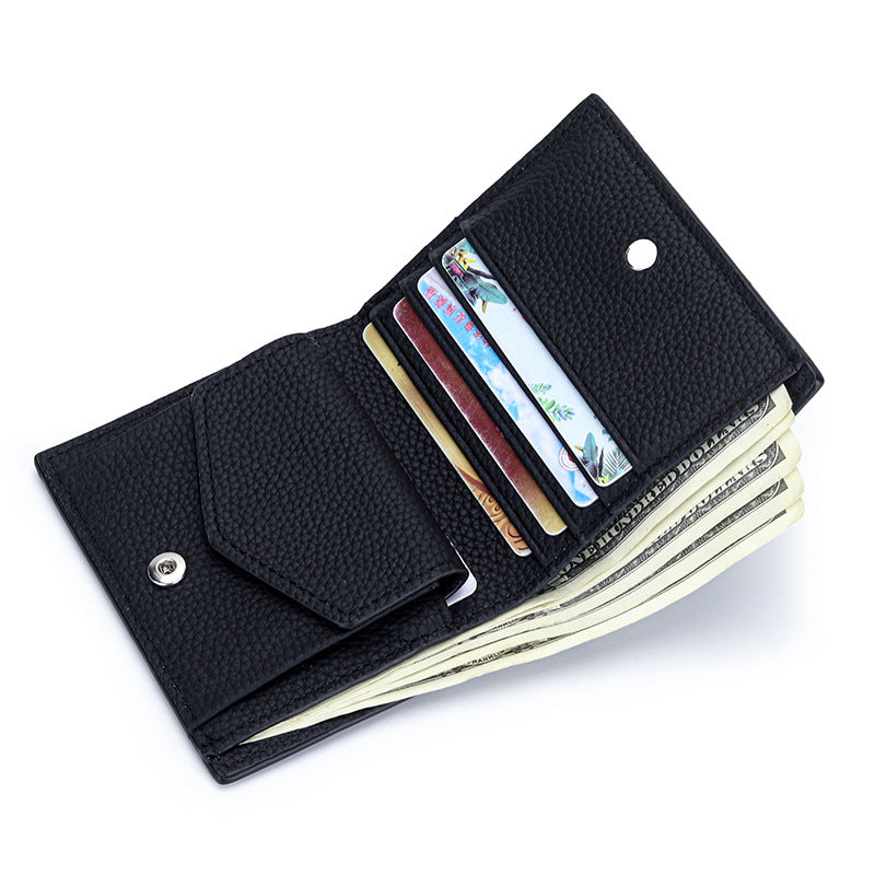 Durable Women's Leather Short Fold Genuine Purses