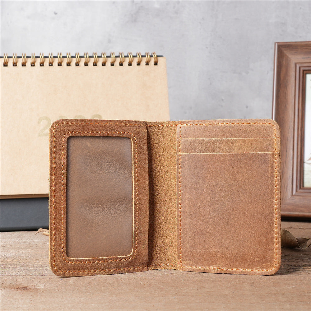 Men's Leather Crazy Horse Driving License Vintage Card Holder