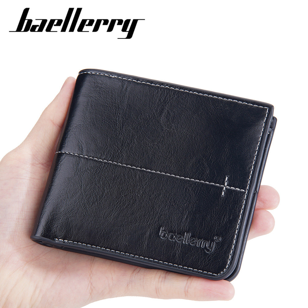 Men's Short Simple Snap Zipper Horizontal Vertical Men's Wallets
