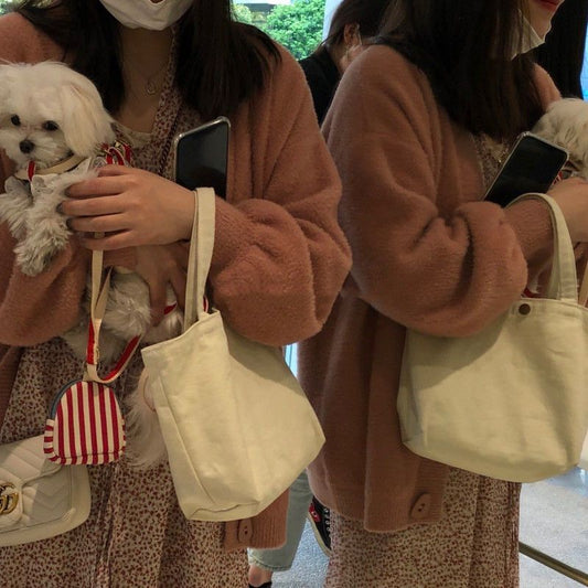 Women's Morandi Canvas Heart Convenient Mini Cute Handbags