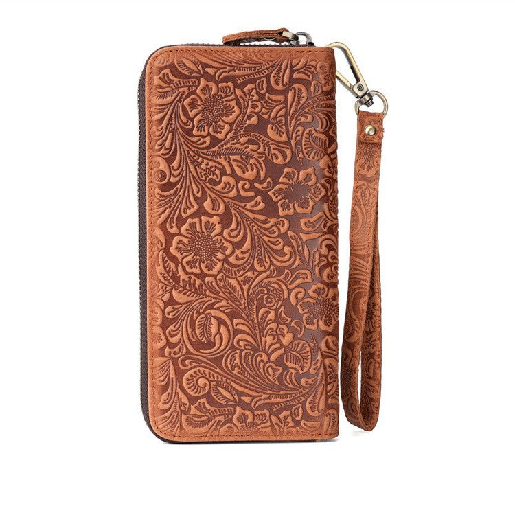 Women's & Men's Crazy Horse Leather Long Genuine Pure First Men's Wallet