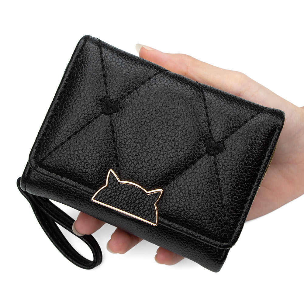 Women's Short Classic Style Simple Embroidered Love Ladies Wallet