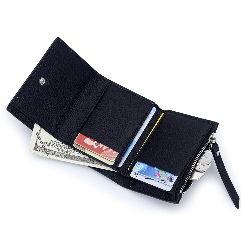 Women's Pure Cowhide Short Fashion Genuine Leather Purses
