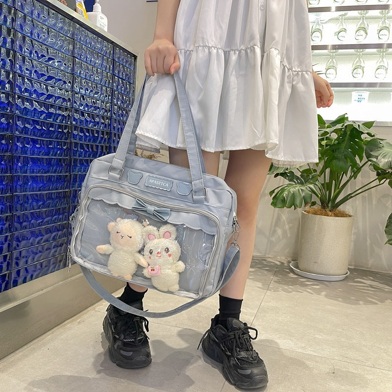 Portable Soft Uniform Cute Bow Transparent Crossbody Bags