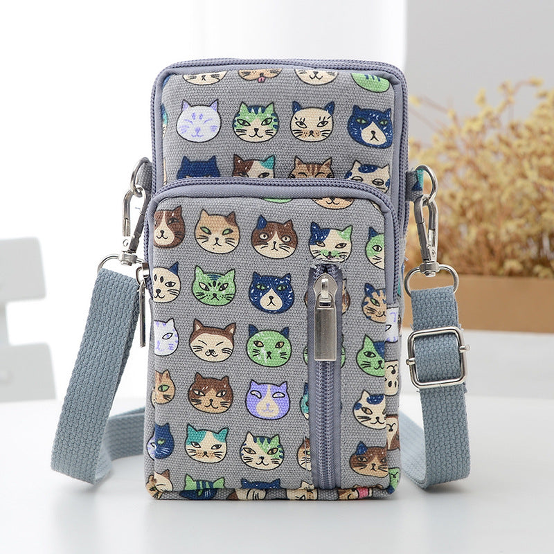 Women's Style Mobile Canvas Large Screen Vertical Phone Bags