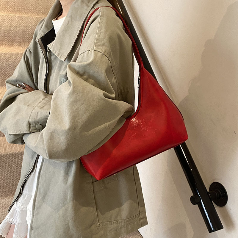 Flow Simple Textured Fashion Underarm Western Patent Leather Candy Shoulder Bags