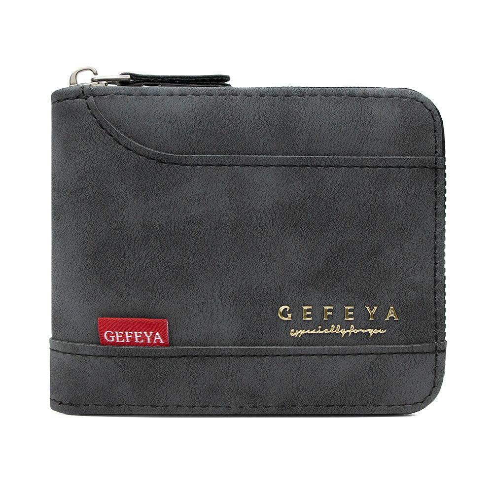 Men's Retro Short Swiping Zipper Source Purses