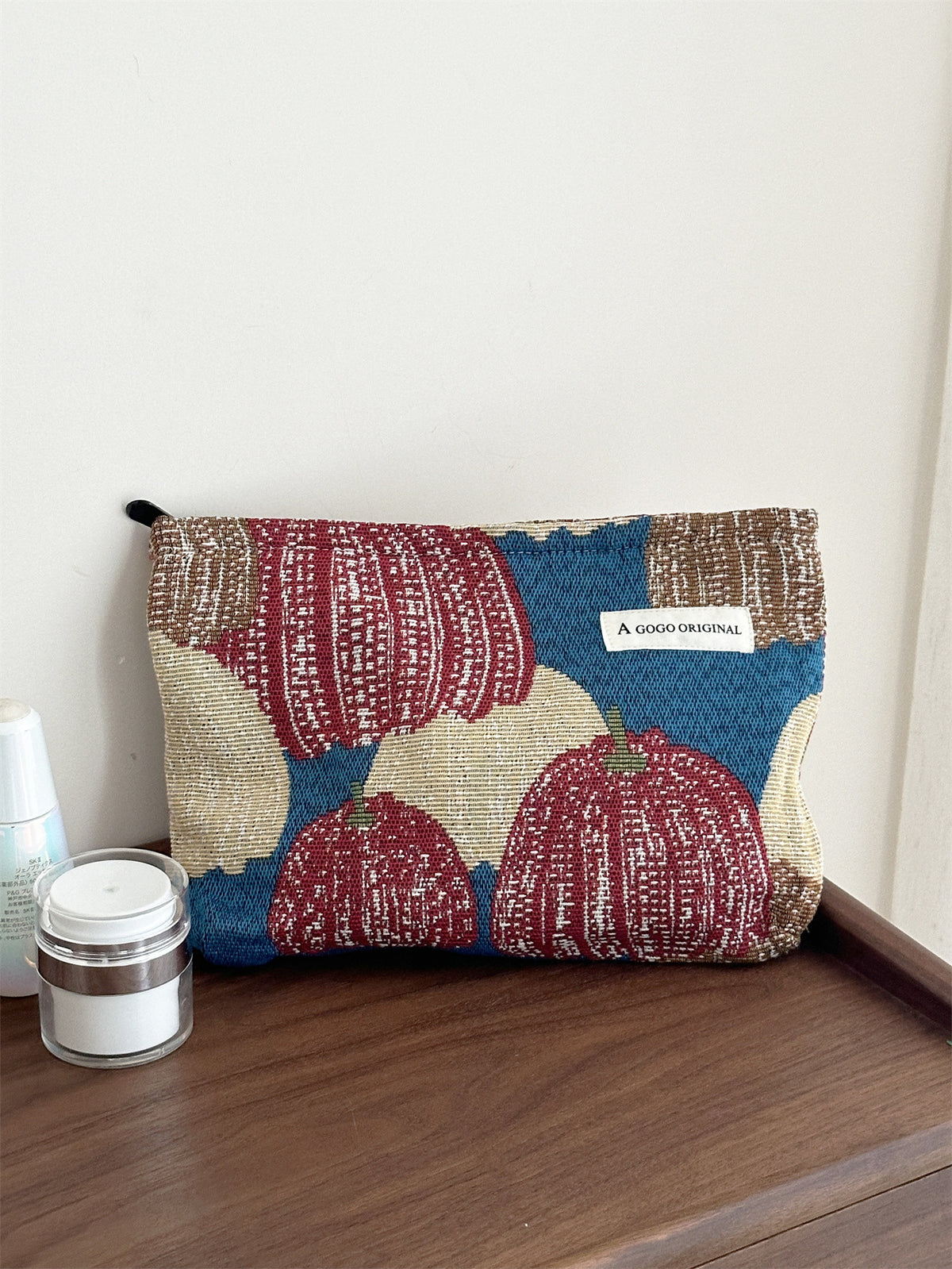 Color Pumpkin Canvas Storage Portable Toiletry Bags