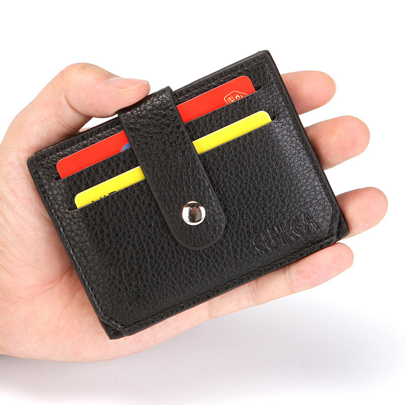 Women's & Men's & Lychee Pattern Portable Zipper Bank Card Holder