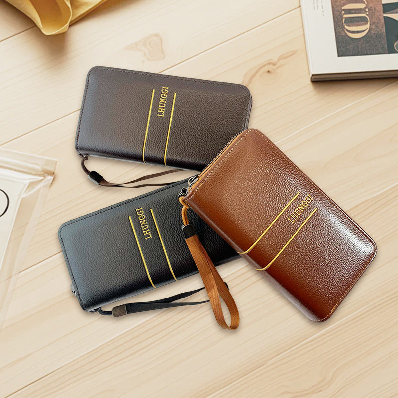 Men's Zipper Hand-held Solid Color Silk Screen Bags