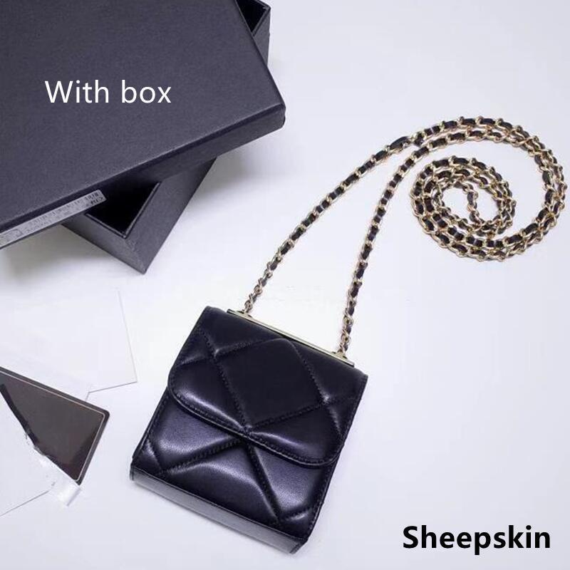 Women's Diamond Style Mini Chain Sheepskin Flap Bags