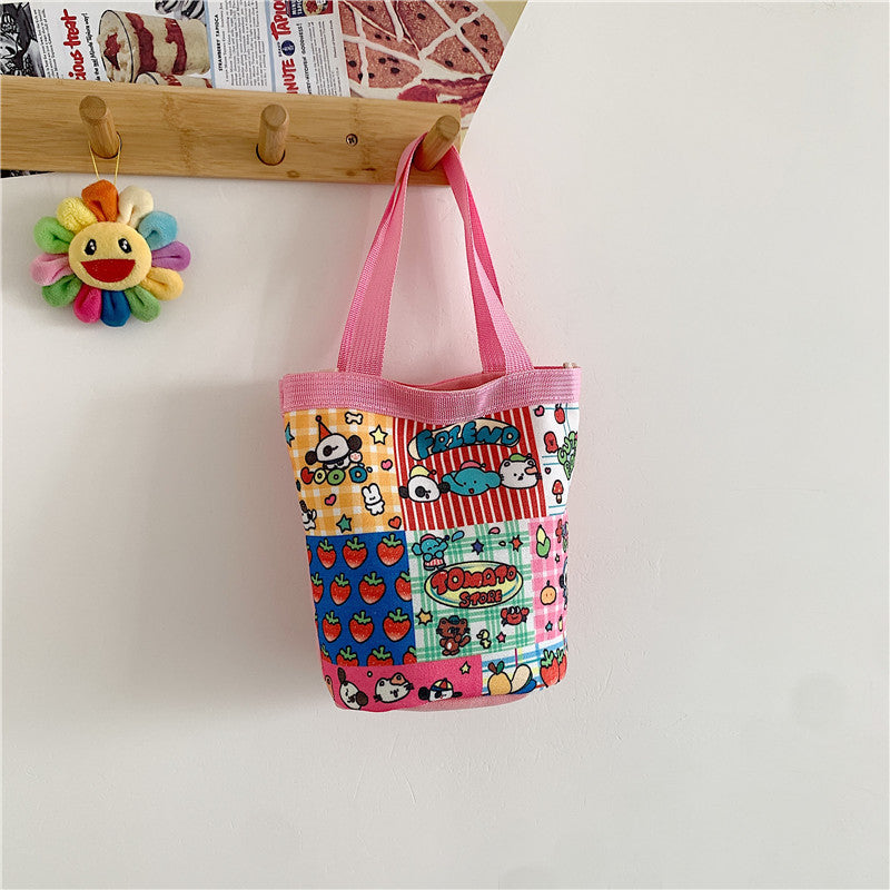 Cute Iti Printing Round Canvas Lunch Korean Style Handbags