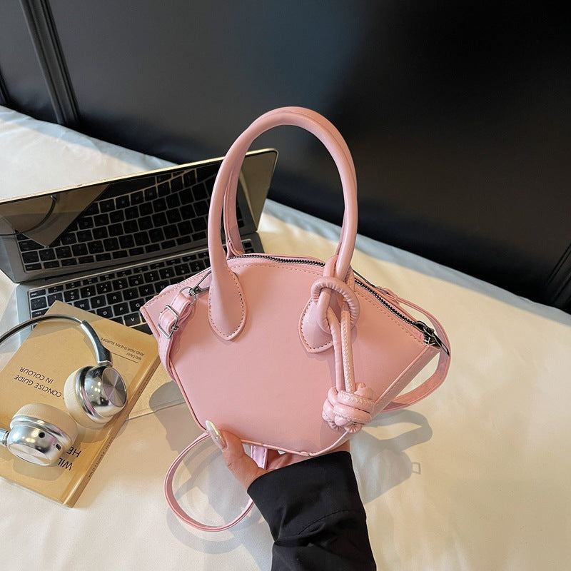 Women's Solid Color Fashion Textured Fresh Western Style Summer Portable Women's Shoulder Bag