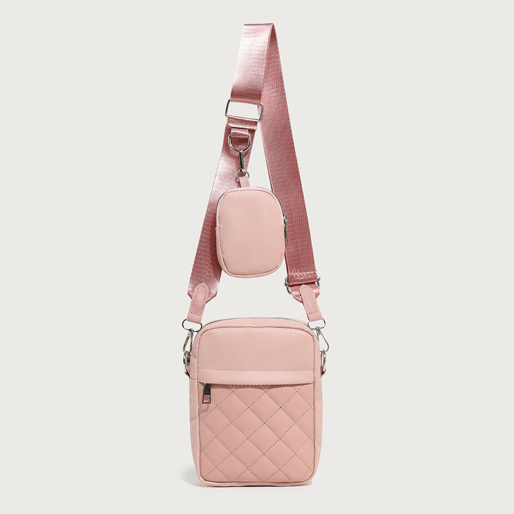 Women's Simple Practical Quilted Vertical Two-piece Set Women's Messenger Bag
