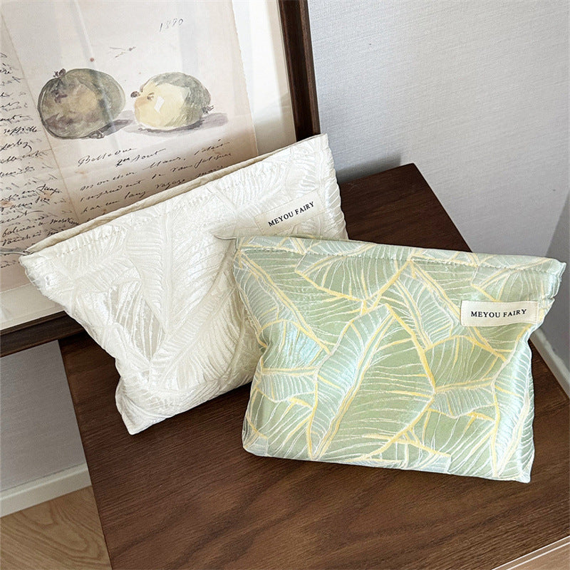 Simple Solid Color Leaves Storage Portable Hand Bags