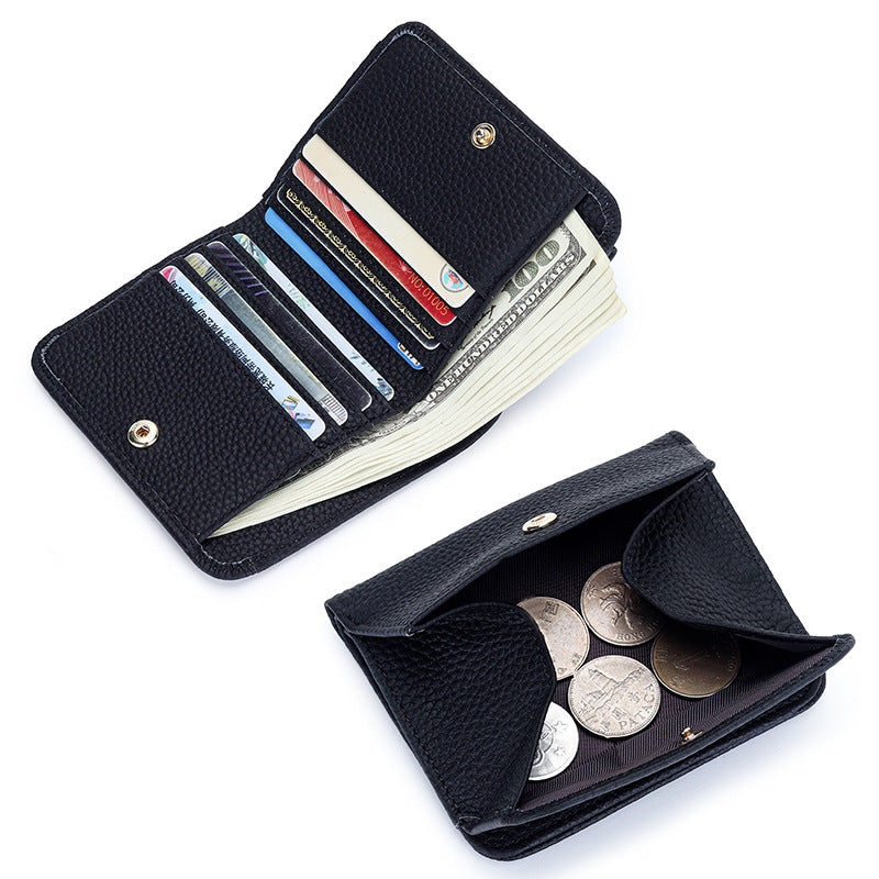 Women's Cowhide Style Short Big Litchi Pattern Ladies Wallet