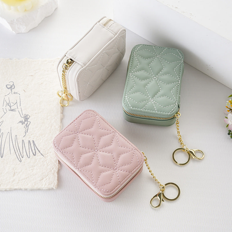 Women's Compact Simple Solid Color With Mirror Makeup Bag