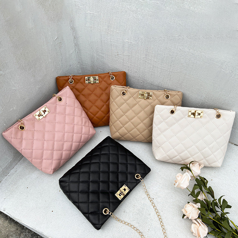 Women's Fashion Trend Rhombus Metal Chain Women's Shoulder Bag