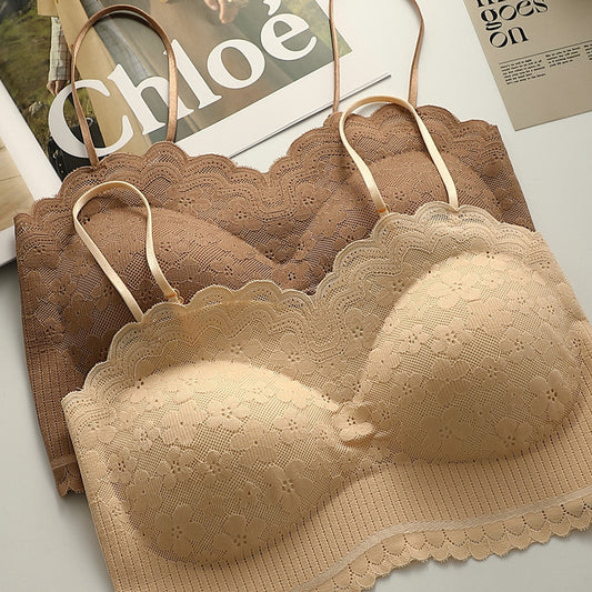 Women's One-piece Seamless Back Shaping Lace Sling Bras