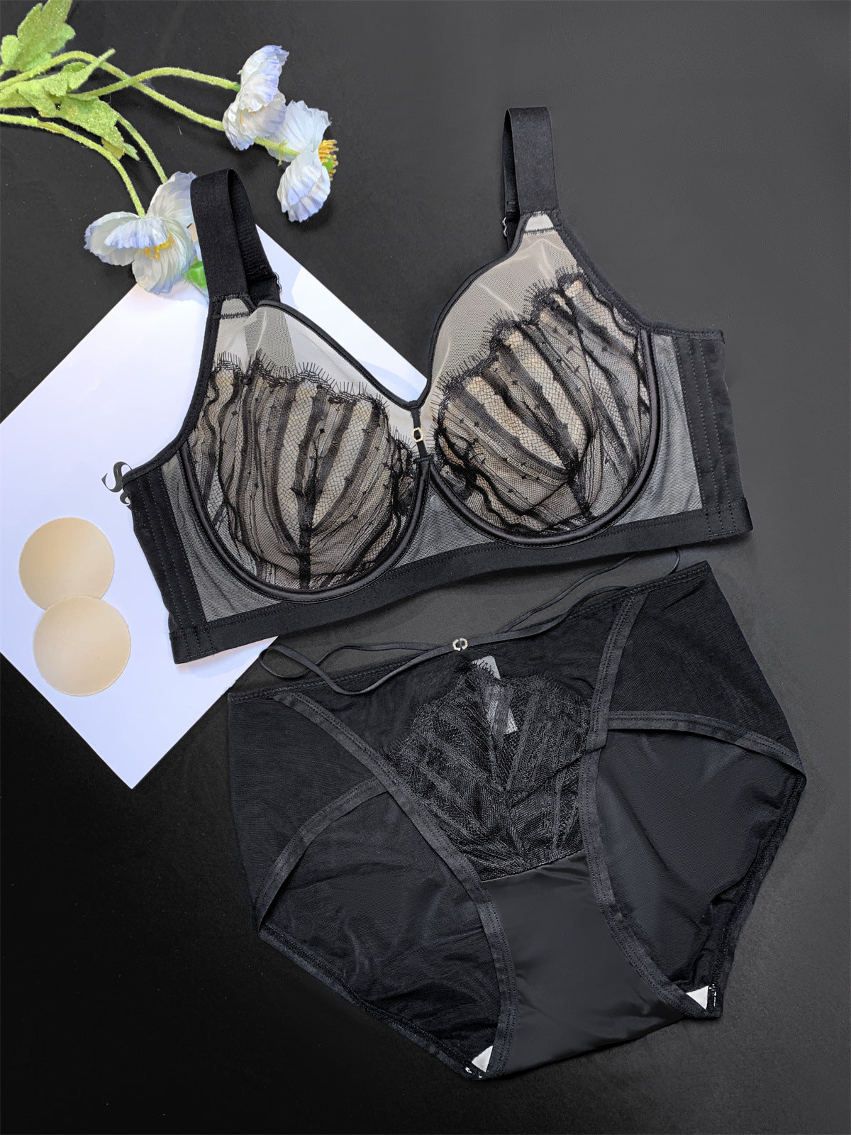 Women's Large Chest Slimming Thin Cup Sexy Underwear Push Lingerie Sets