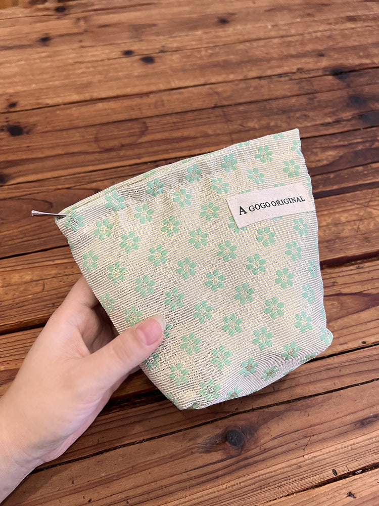 Green Window Flower Storage Canvas Toiletry Clutch Cosmetic Bags