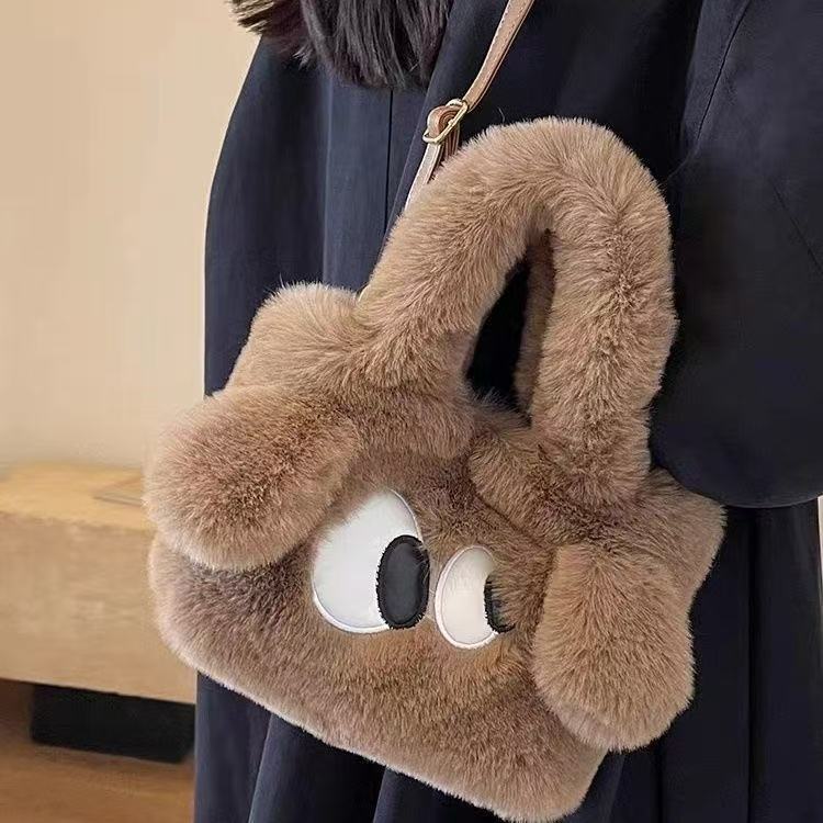 Children's Big Eye Dog Plush Chain Imitate Rex Rabbit Tote Bags