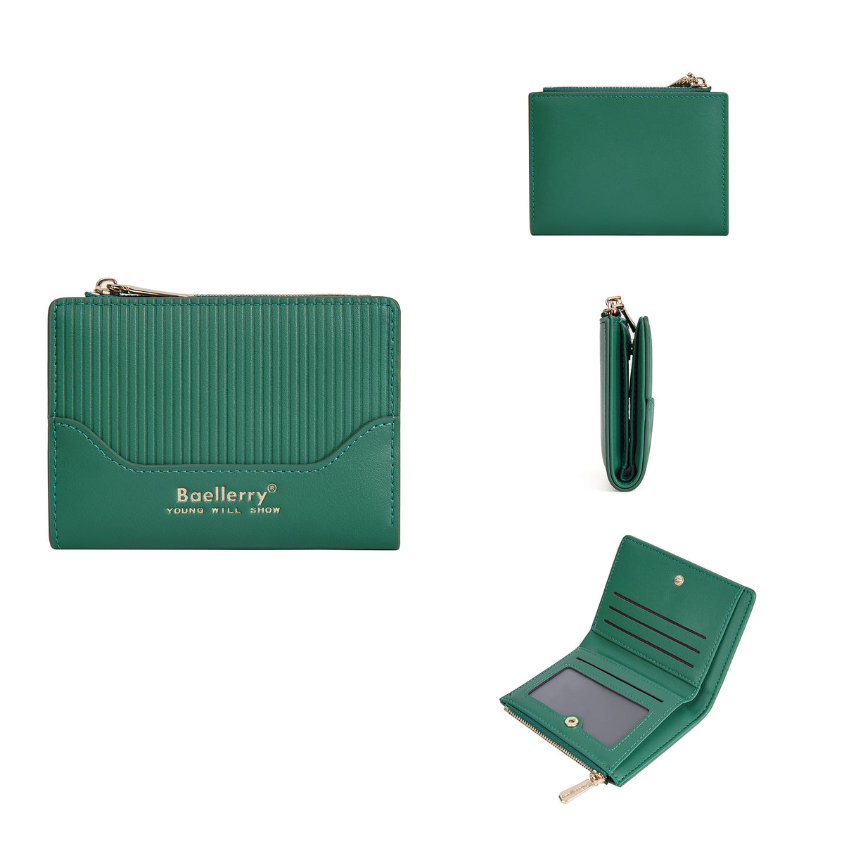 Women's Short Plaid Stitching Zipper Fashion Ladies Wallet