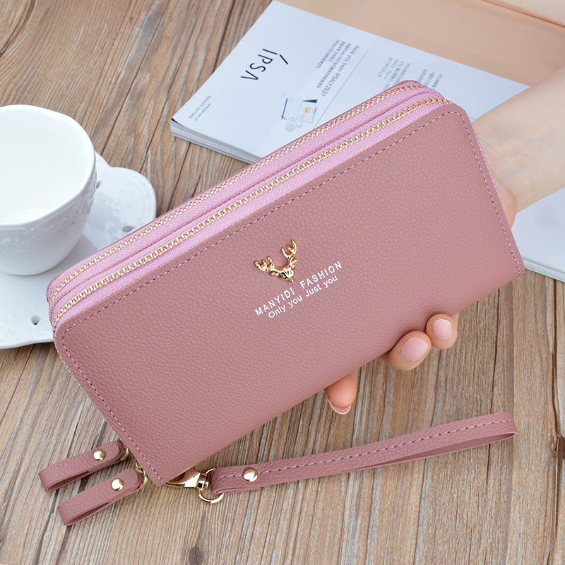 Women's Long Clutch Double Zipper Fashion Simple Large Phone Bags