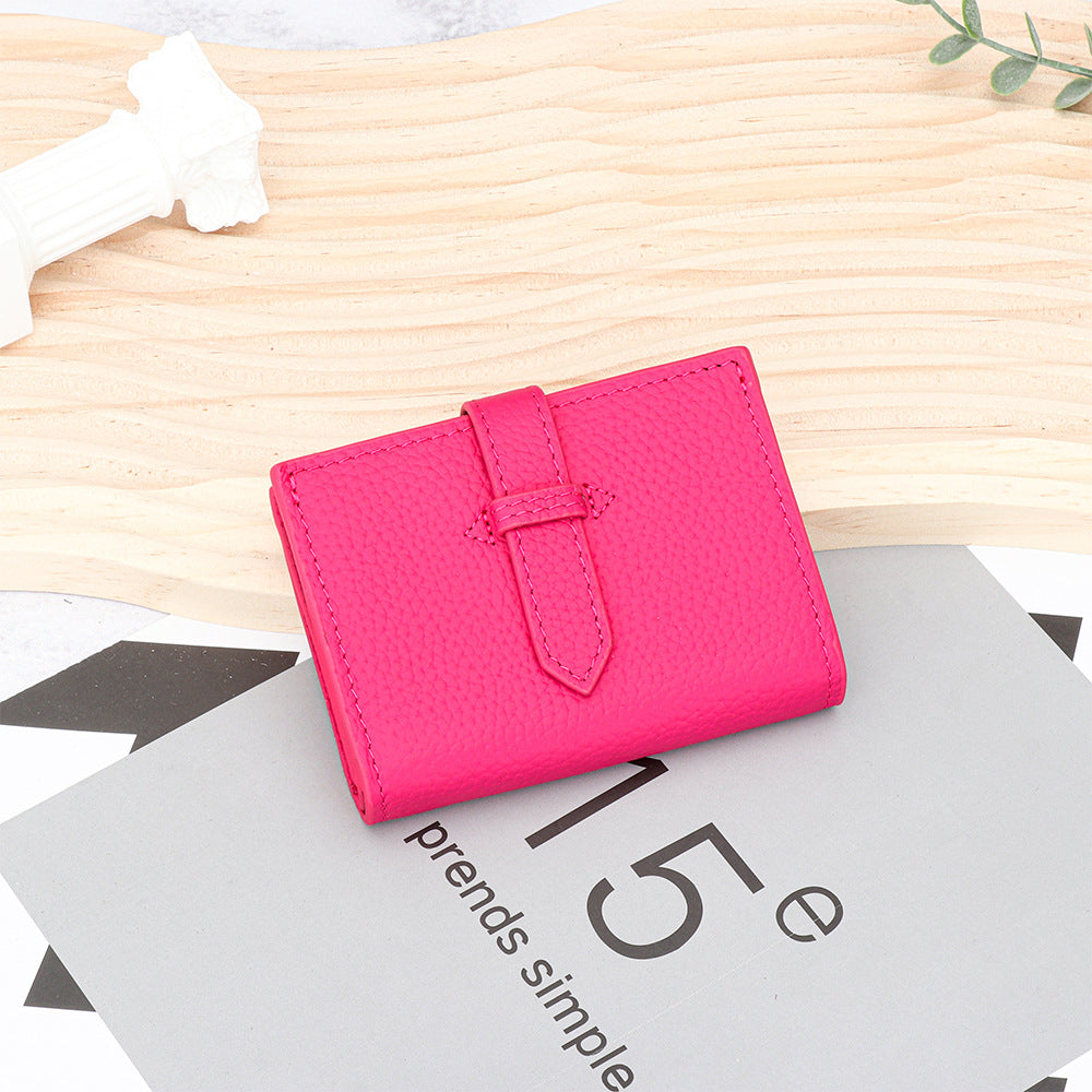 Versatile Women's Leather Mini Fold Short Ladies Wallet