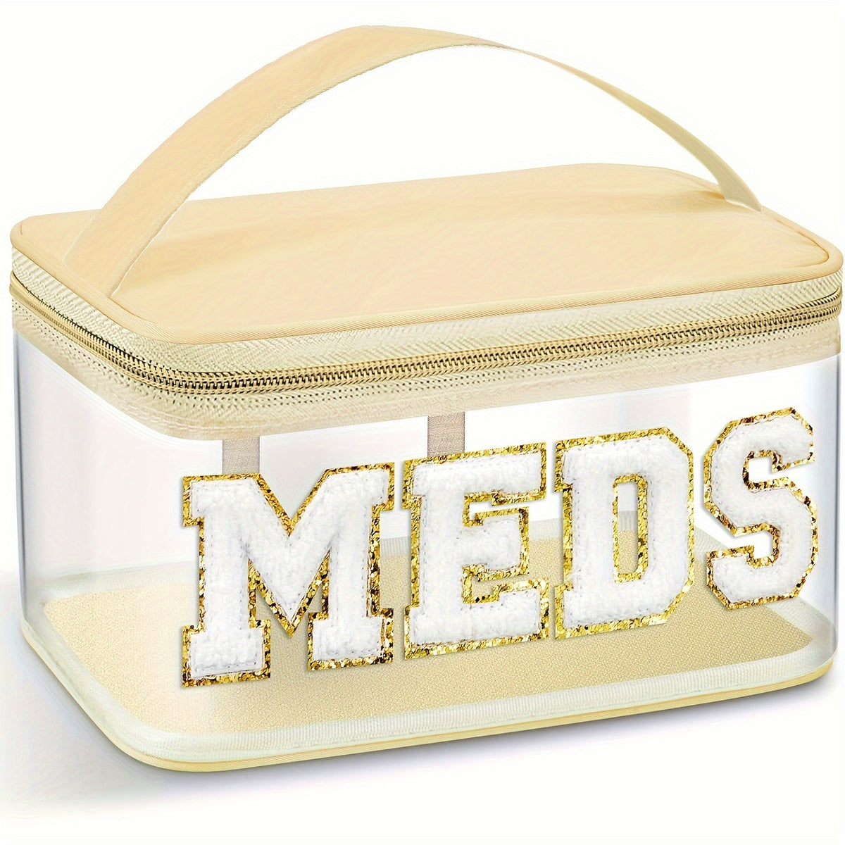 Transparent Hand Embroidered Letter Portable Cosmetics Bags