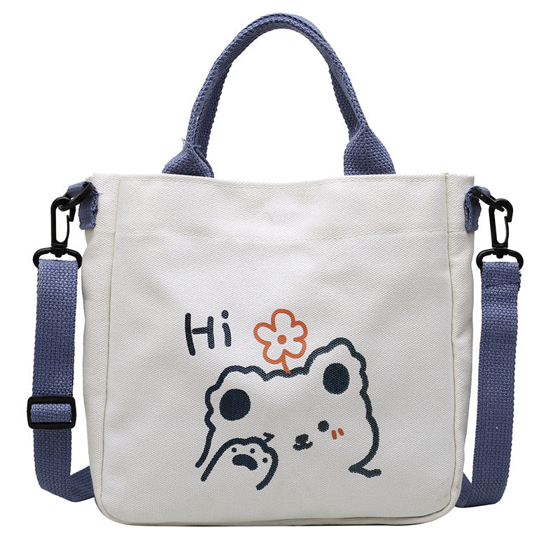 Women's Canvas Fresh Artistic Style Cartoon Cute Women's Shoulder Bag