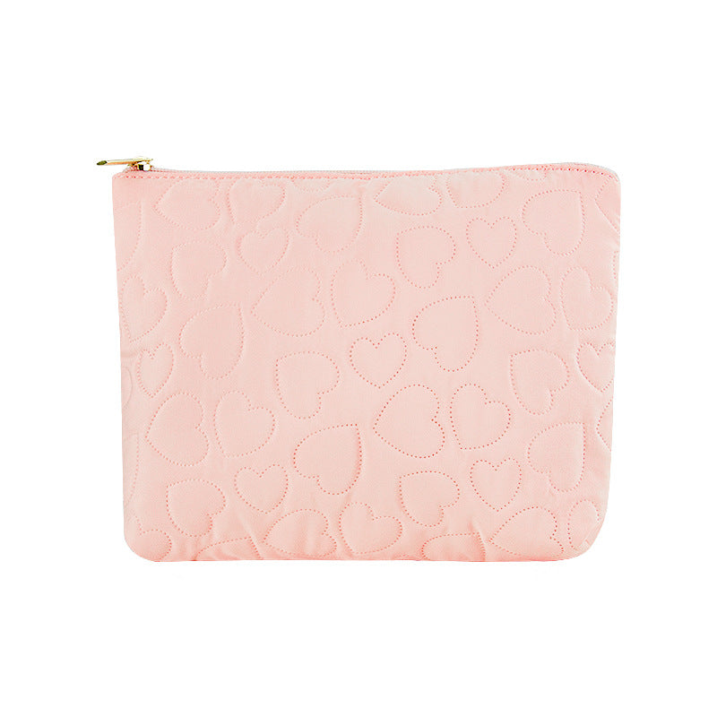 Quilted Cute Pink Large Capacity Toiletry Makeup Bag