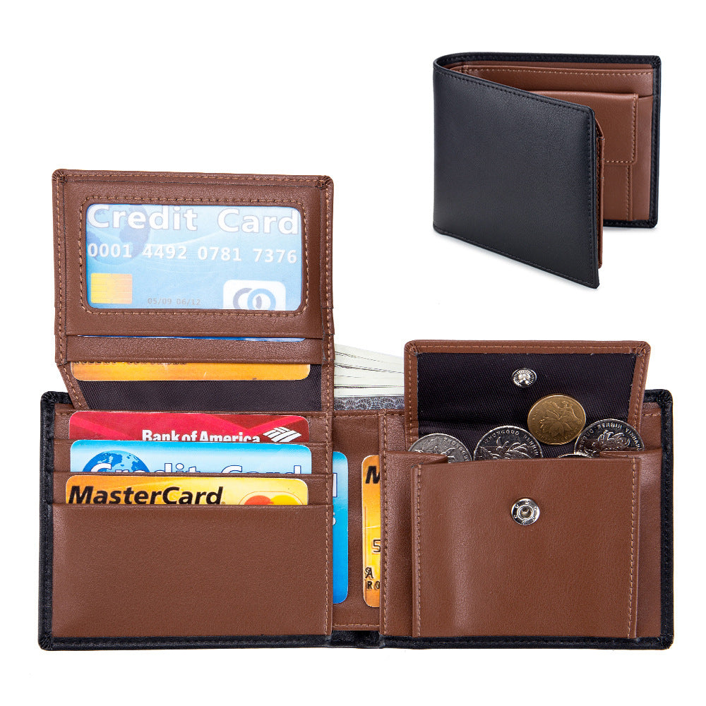 Men's Genuine Leather Short Soft Cowhide Trifold Men's Wallets
