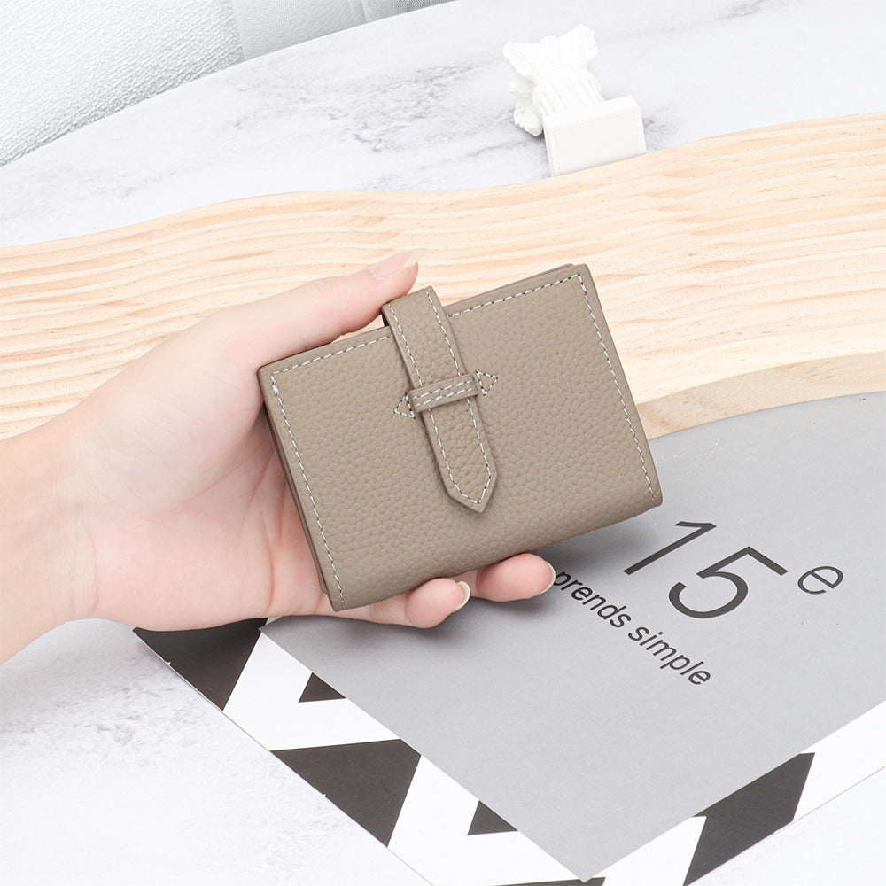 Versatile Women's Leather Mini Fold Short Ladies Wallet