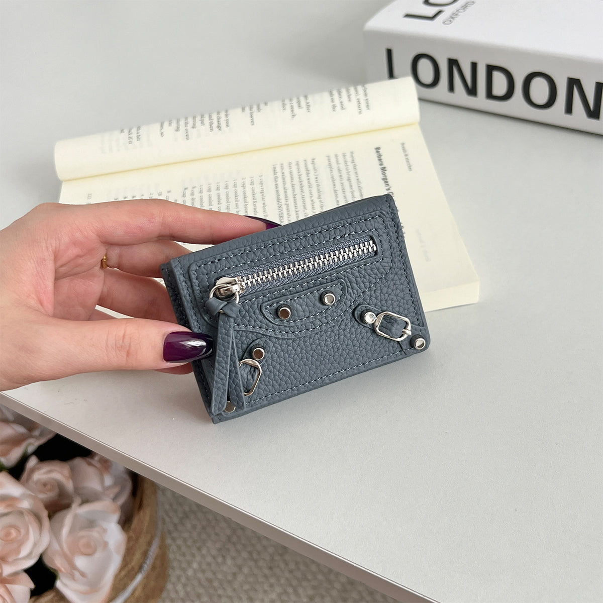 Women's Genuine Leather Short Full Compact Mini Fashion Motorcycle Ladies Wallet
