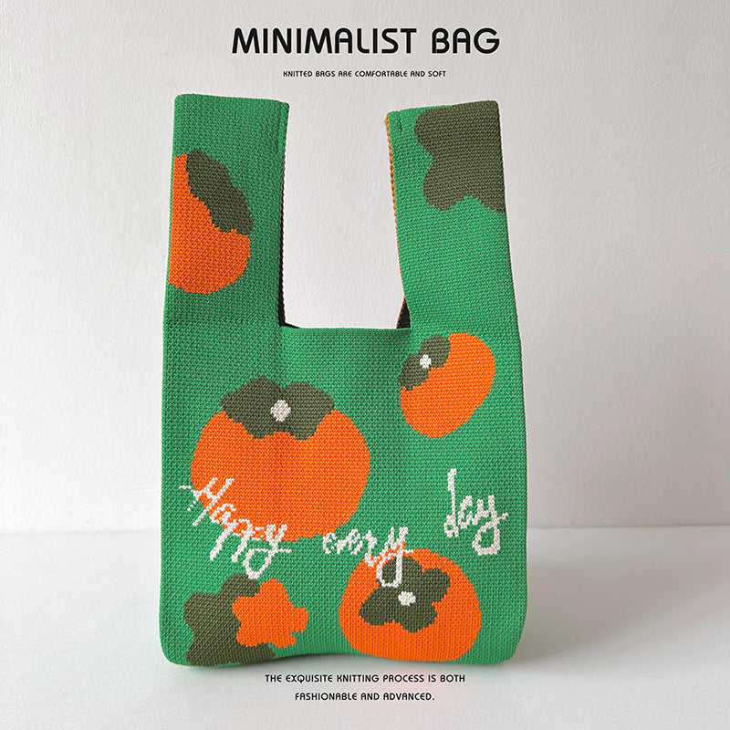 Women's Festive Gift Knitted Lucky Trendy Persimmon Handbags