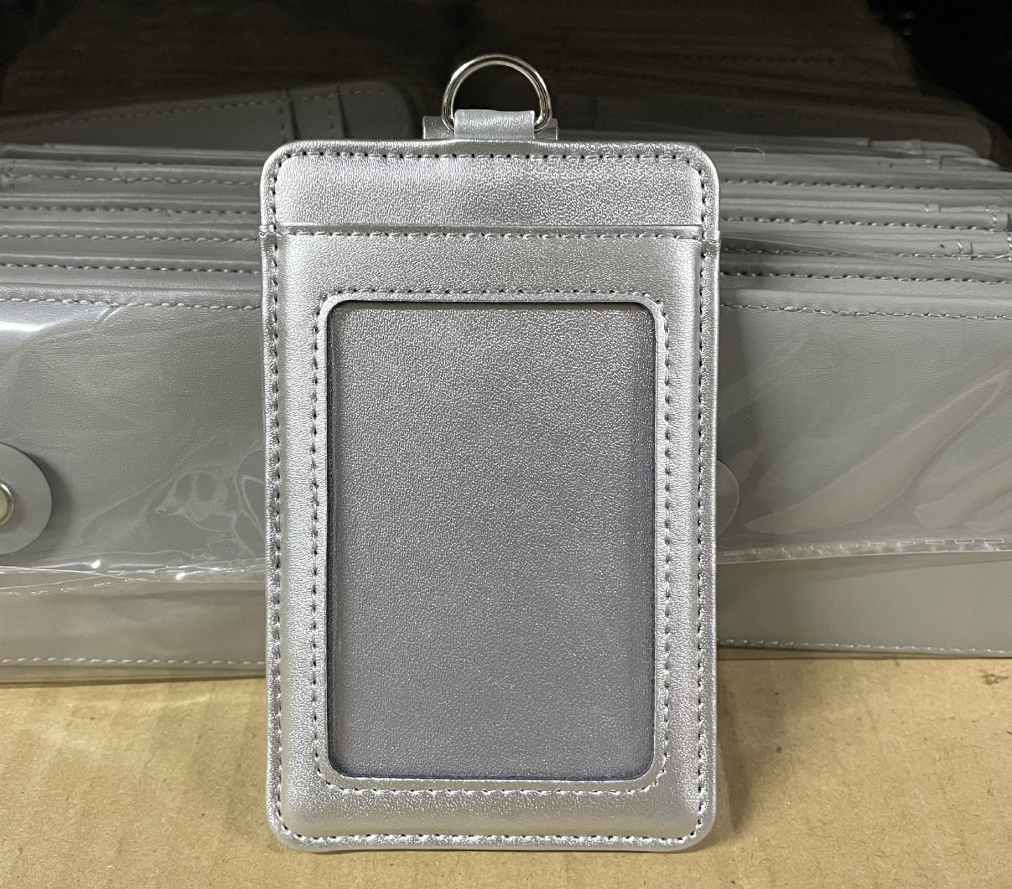 Leather Vertical Badge Lanyard Sling Bus Card Holder