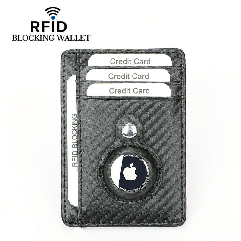 Women's Tracker Male Cowhide Carbon Fiber Pattern Card Holder