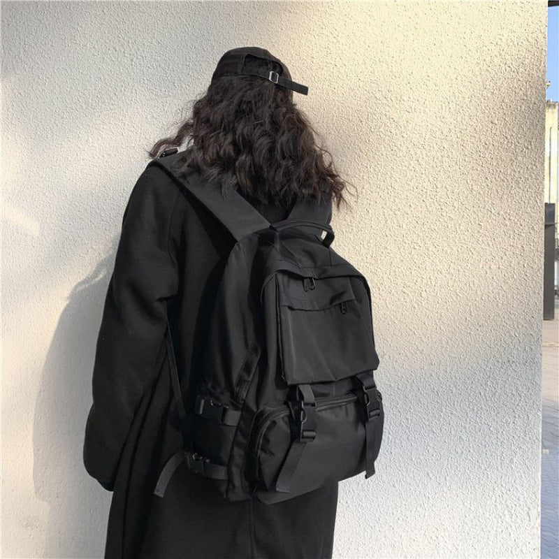 Korean High College Large Capacity Dark Backpacks