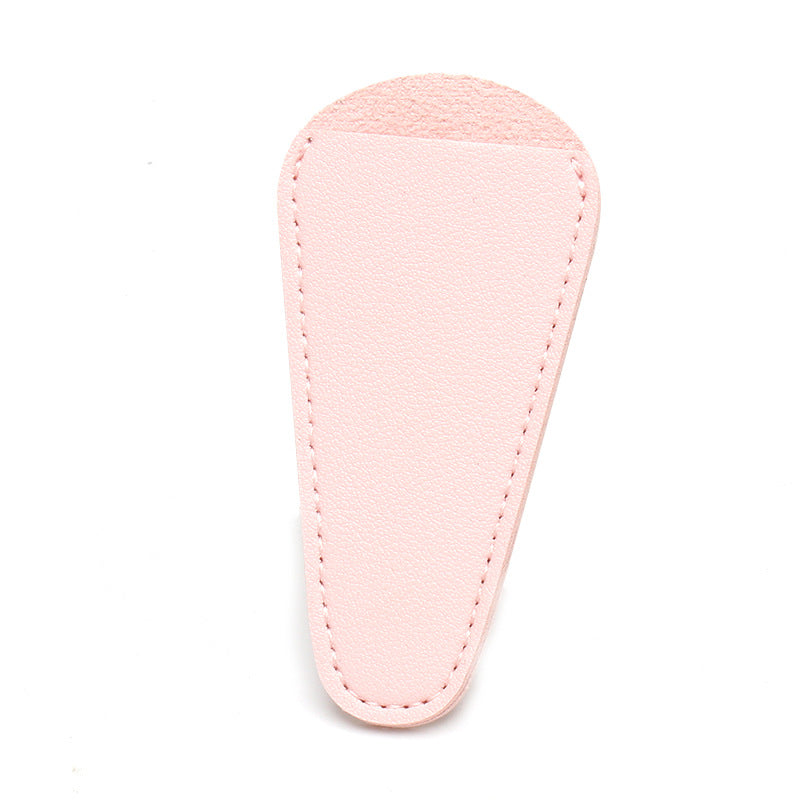 Portable Eyebrow Trimming Scissors Protective Leather Card Holder