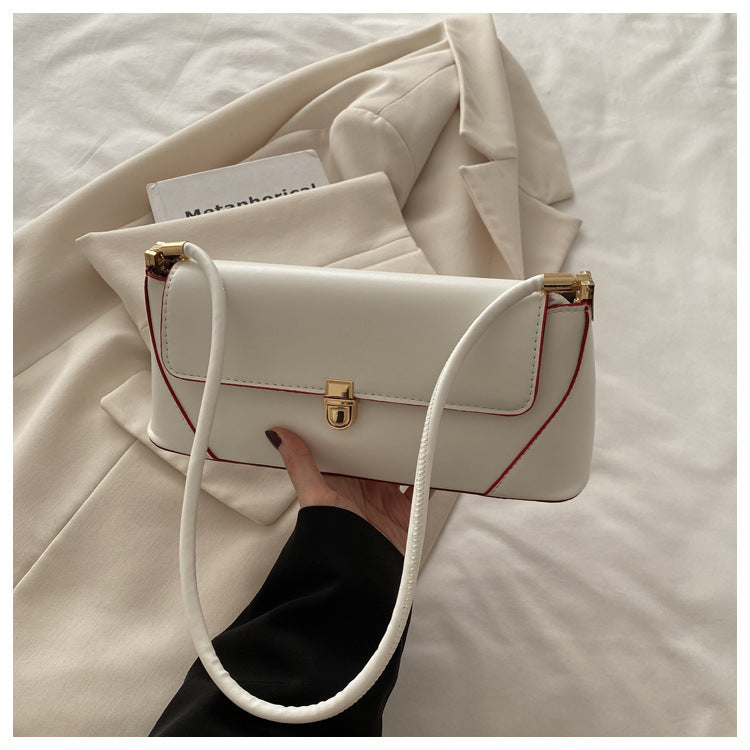 Women's Large Capacity French Solid Color Single Lock